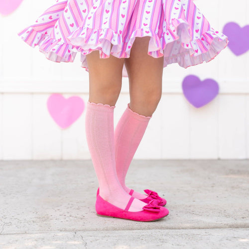 Blossom Scalloped Knee High Socks