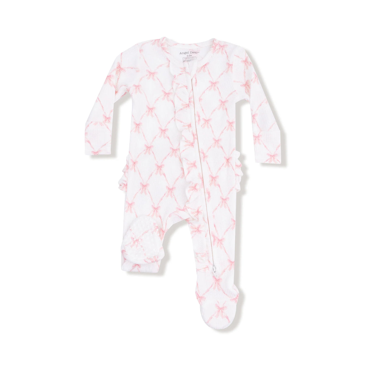 Angel Dear 2 Way Ruffle Zipper Footie - Ribbon Bow Trellis