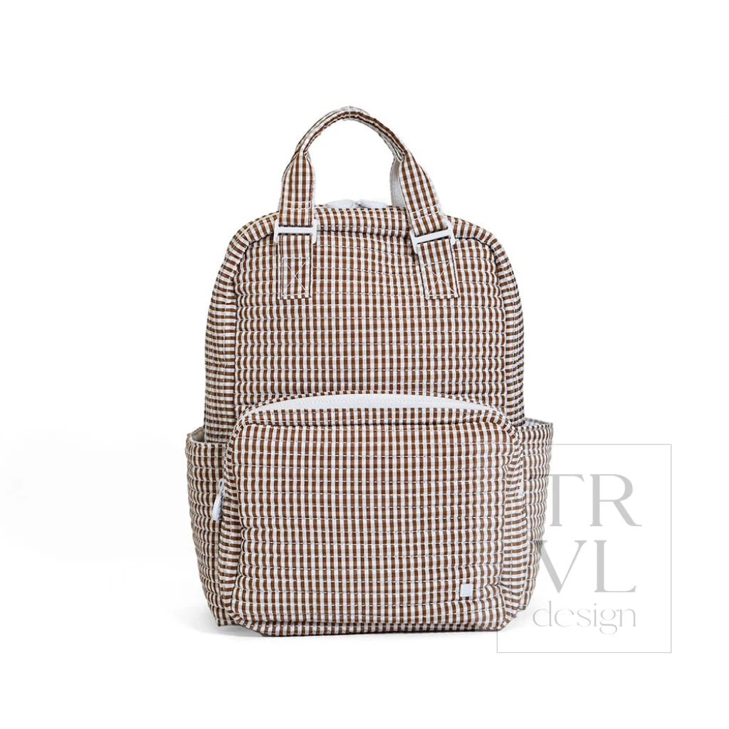 All You Need Quilted Backpack In Gingham Coco