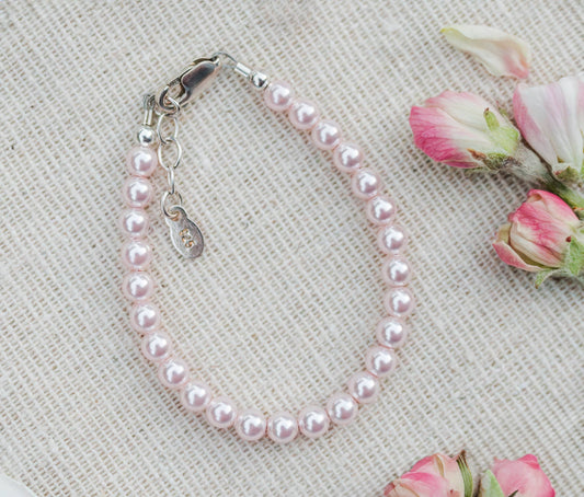 Jami - Sterling Silver Pink Pearl Baby Girl & Children's Bracelet