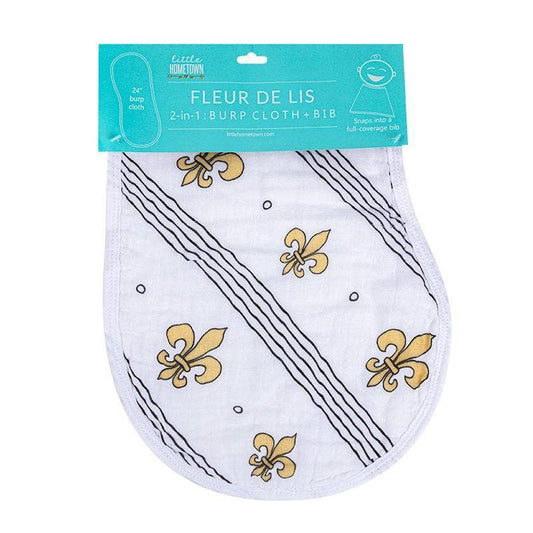 Fleur De Lis Baby Burp Cloth and Bib 2 in 1  Everyday Feeding Essential