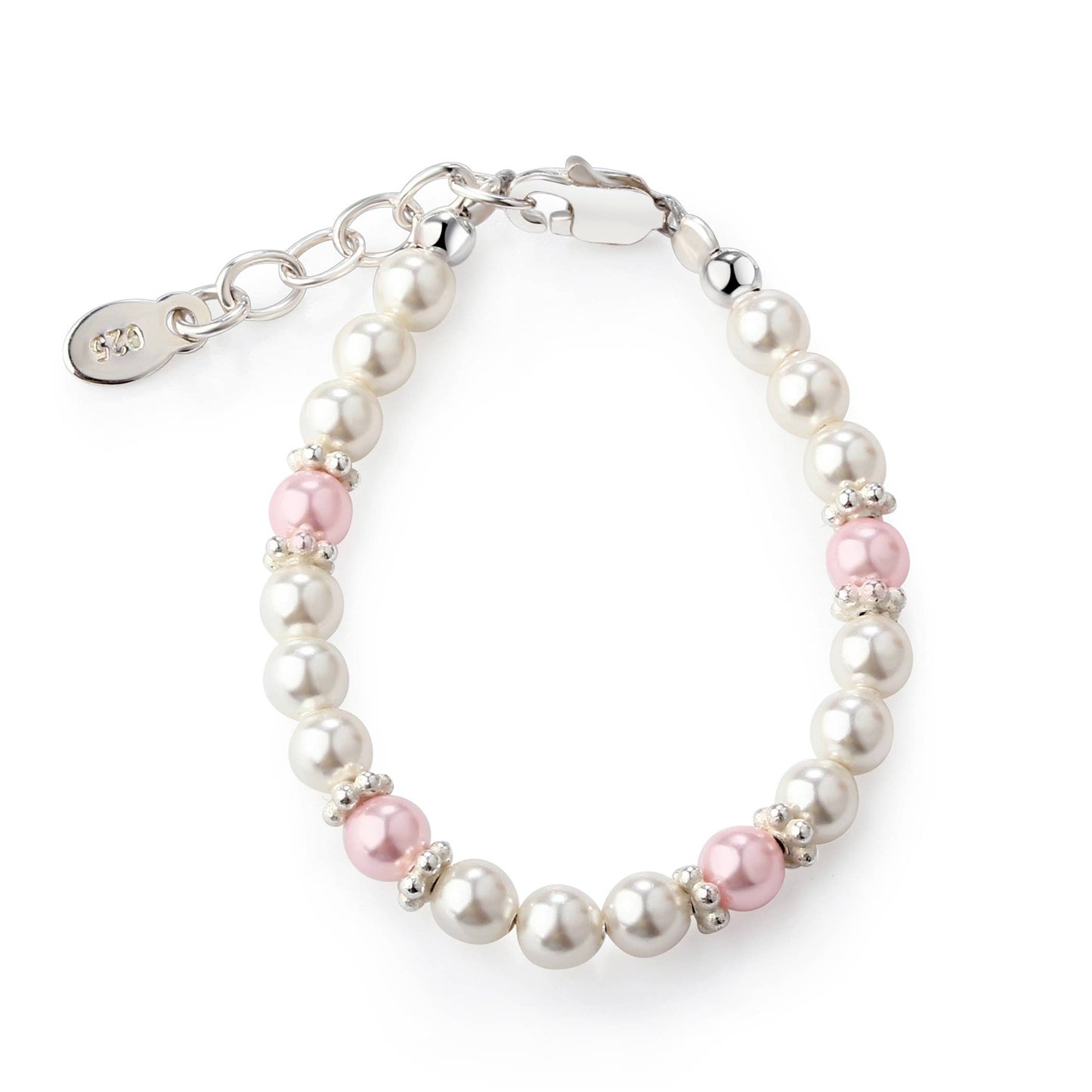 Girls Sterling Silver Pearl Baby Beaded Bracelet for Kids