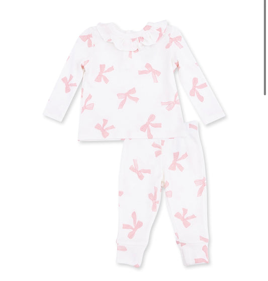 Long Sleeve Ruffle Top and pants In pretty bows