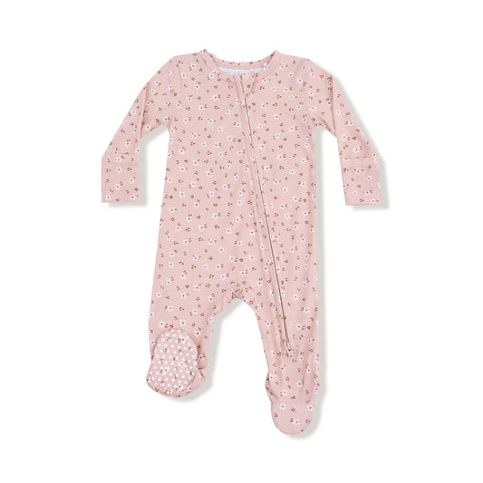 2 Way Zipper Footie Pink Floral