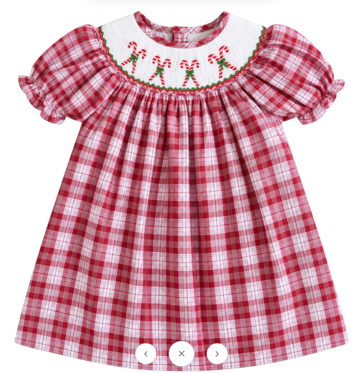 Candy Cane Smocked Red Plaid Dress