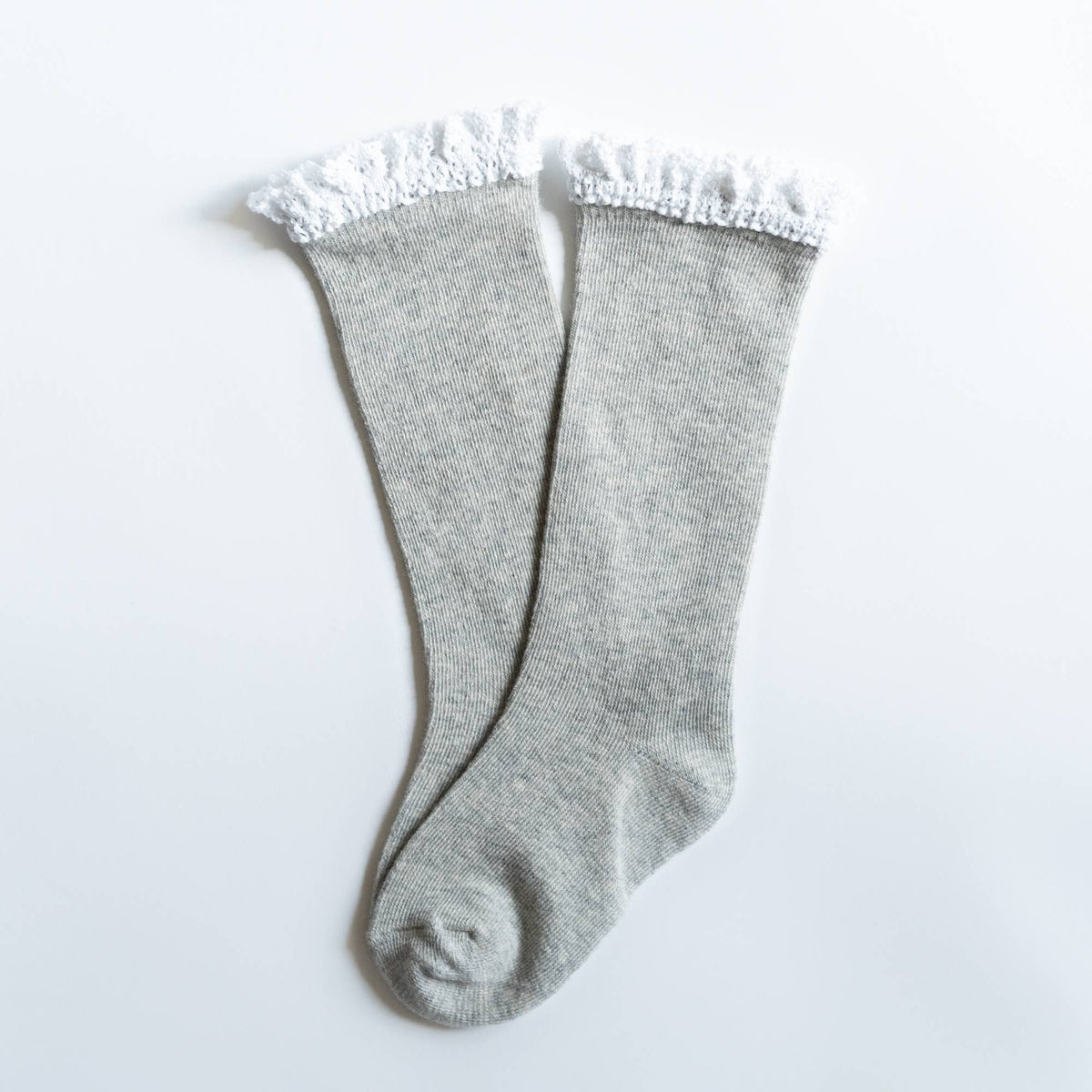 Gray Lace Top Knee High Socks