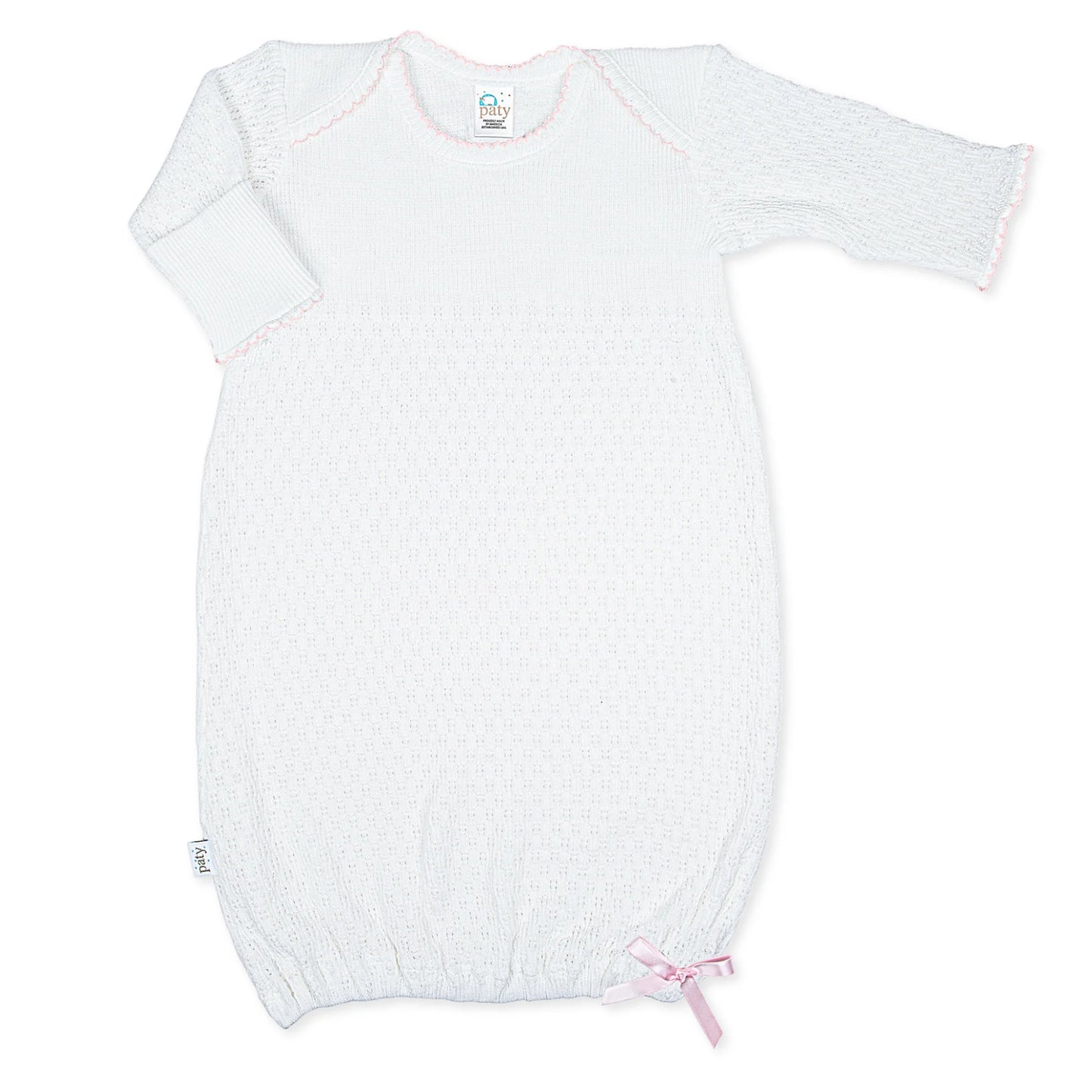 Pink Paty Knit Overlap Shoulder Gown