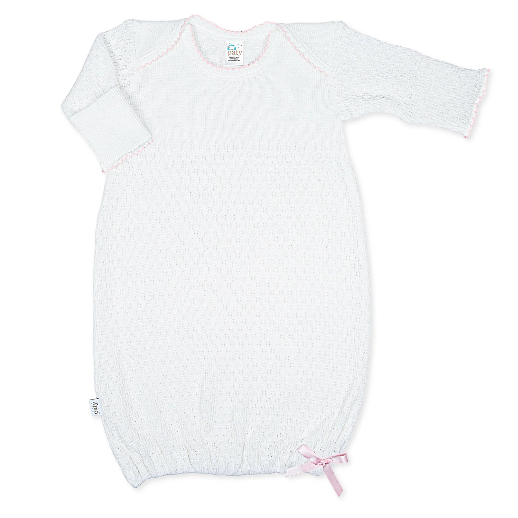 Pink Paty Knit Overlap Shoulder Gown