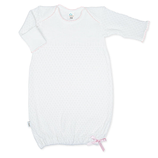 Pink Paty Knit Overlap Shoulder Gown