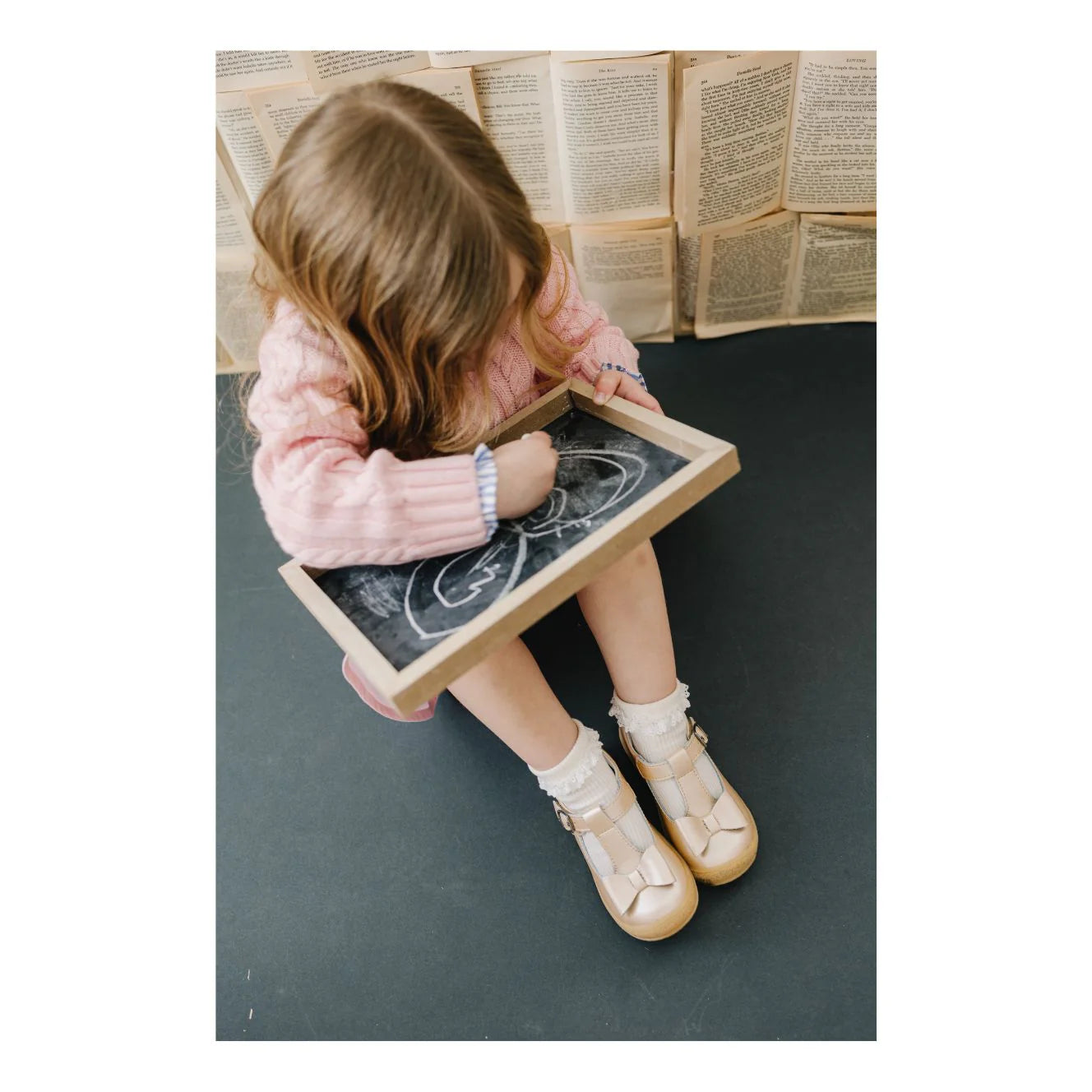 Champagne Emma Shimmer Bow T-Strap Mary Jane