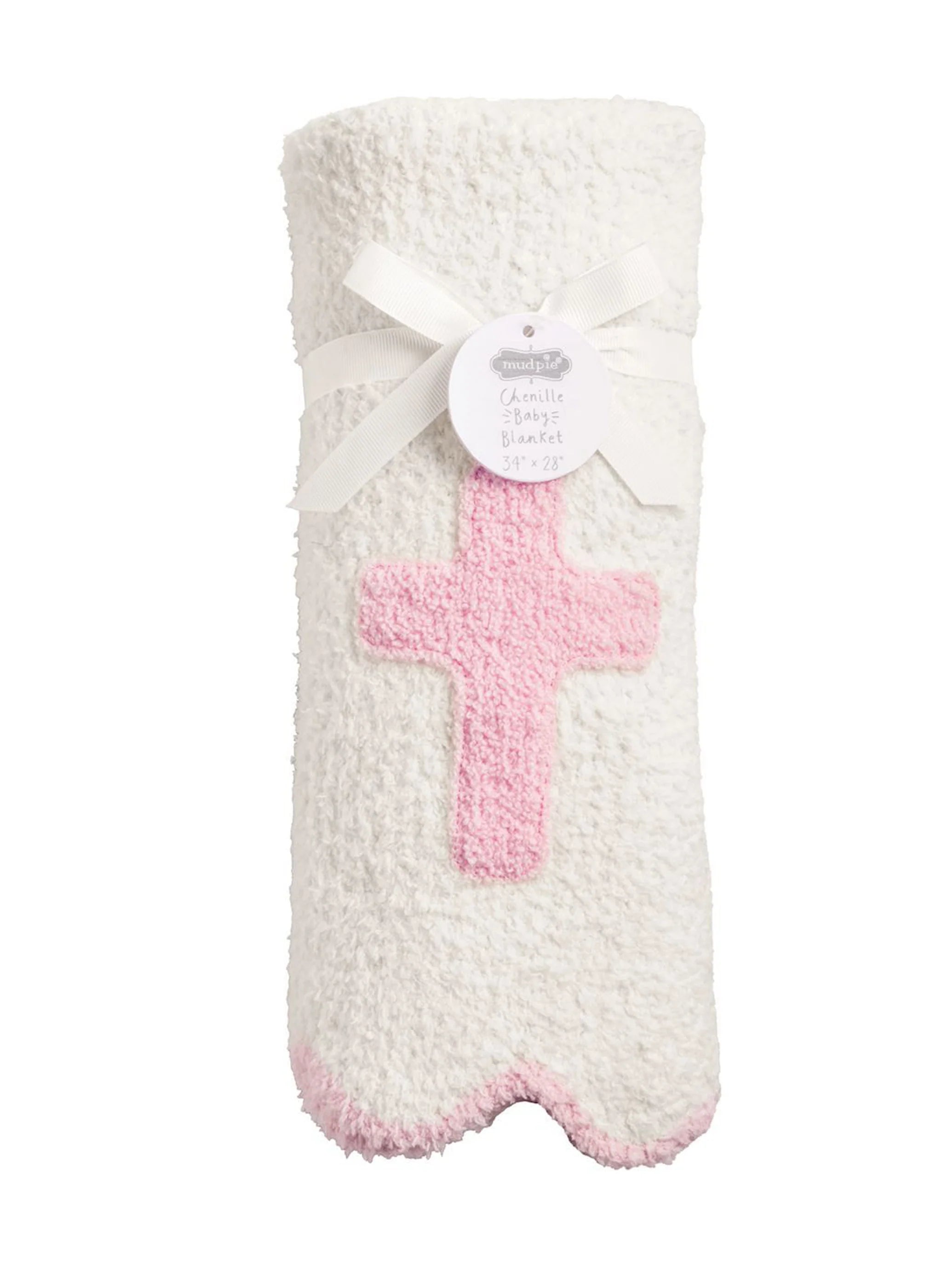 Pink Chenille Cross Blanket