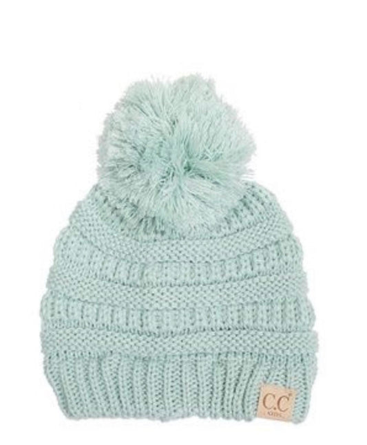 Kids Pom Beanie Winter Mint