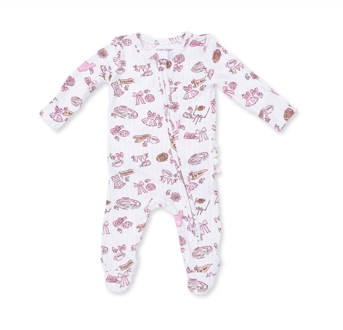 Football Cheer 2 way zipper footie