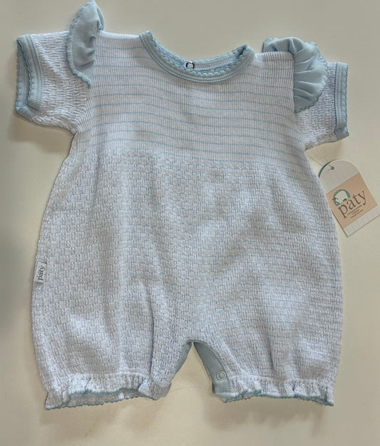 Blue Paty Knit Bubble with Shoulder Ruffles