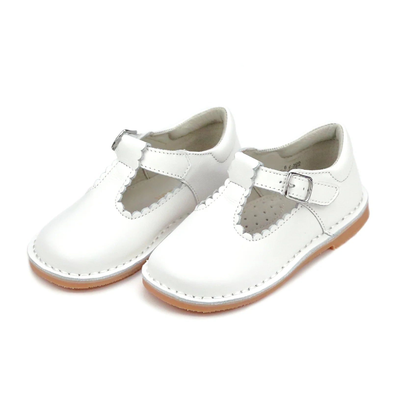 Selina Scalloped T-Strap Mary Jane white F-500