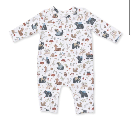 Southern Woodland Animals Green Uni Romper
