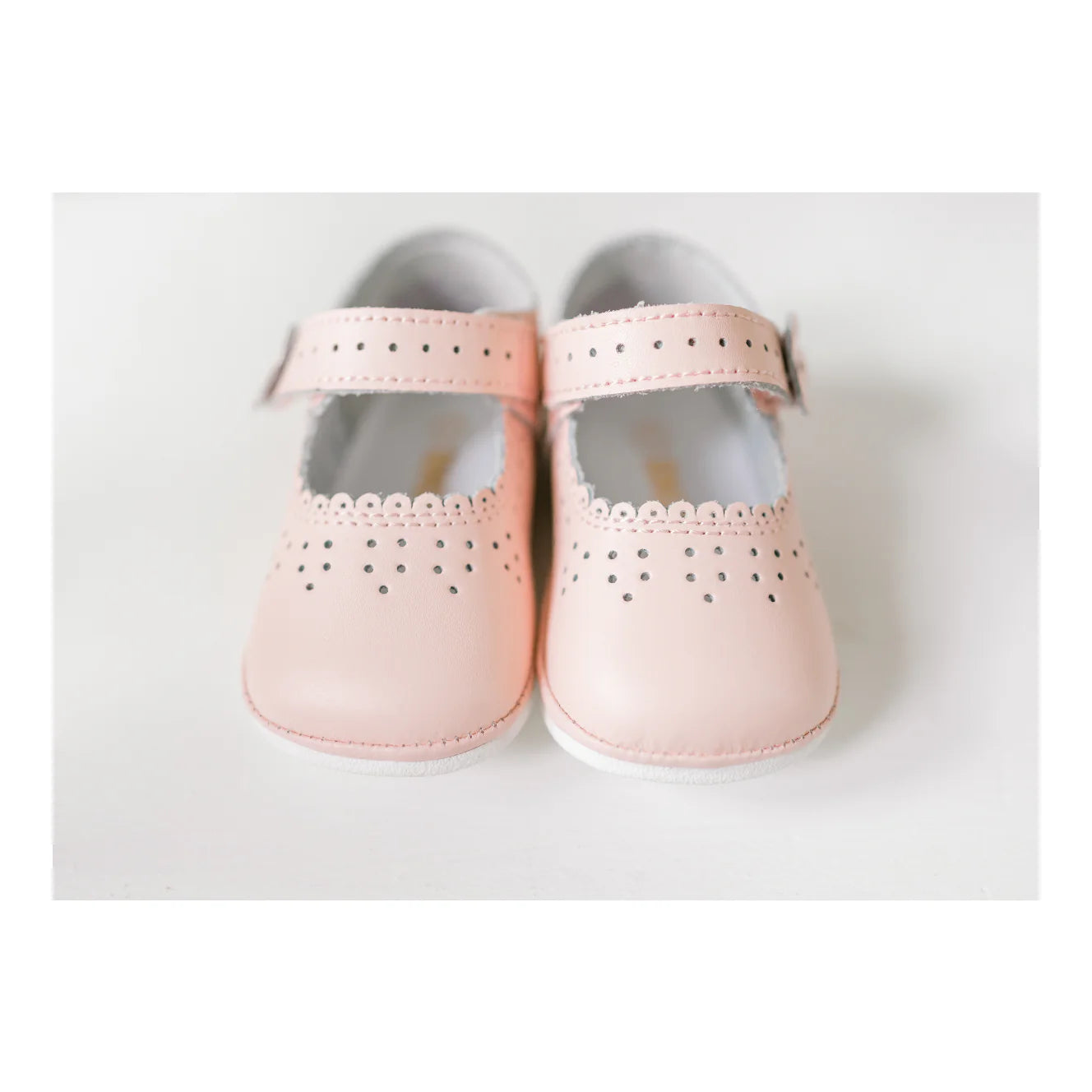 Pink Mia Scalloped Leather Mary Jane Shoe