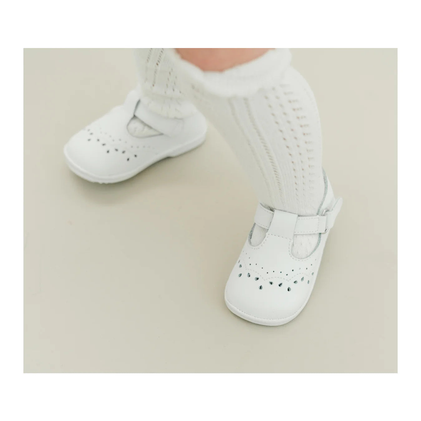White Birdie Leather T-Strap Mary Jane Shoe