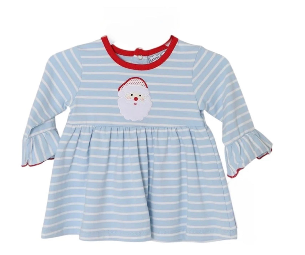 Santa Applique Long Sleeve Dress