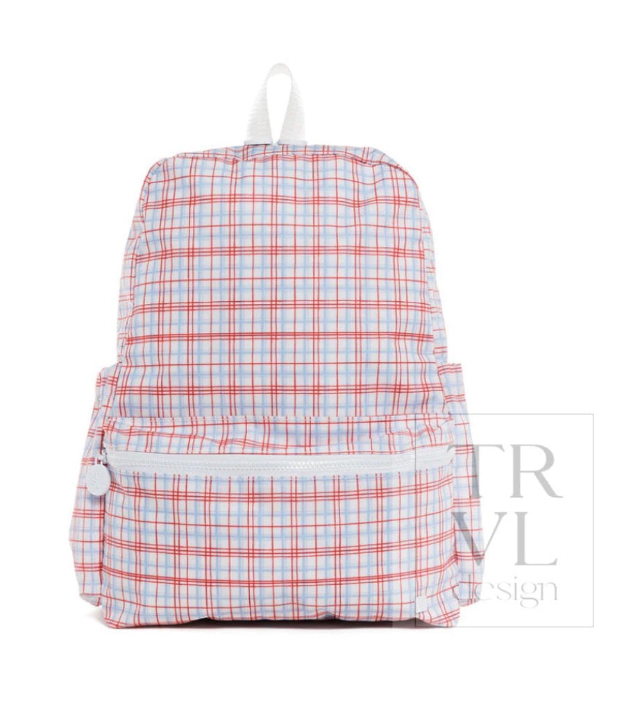 Backpacker Plaid Red and Blue