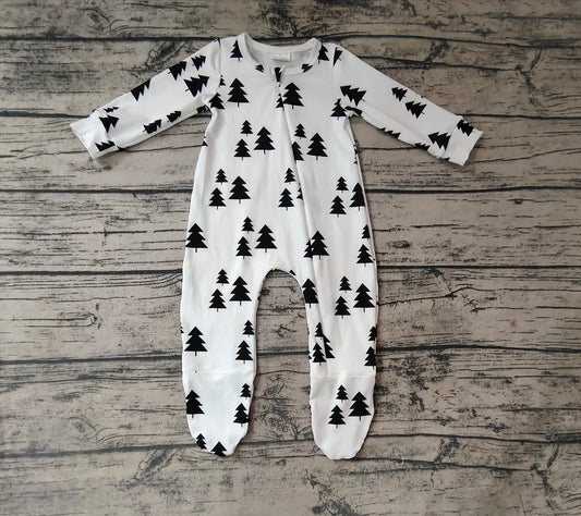 Black White Trees Zipper Footie