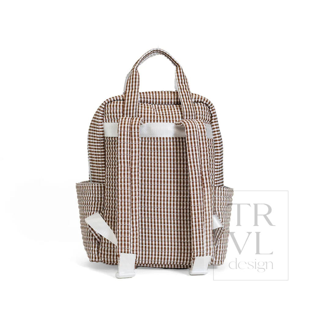 All You Need Quilted Backpack In Gingham Coco