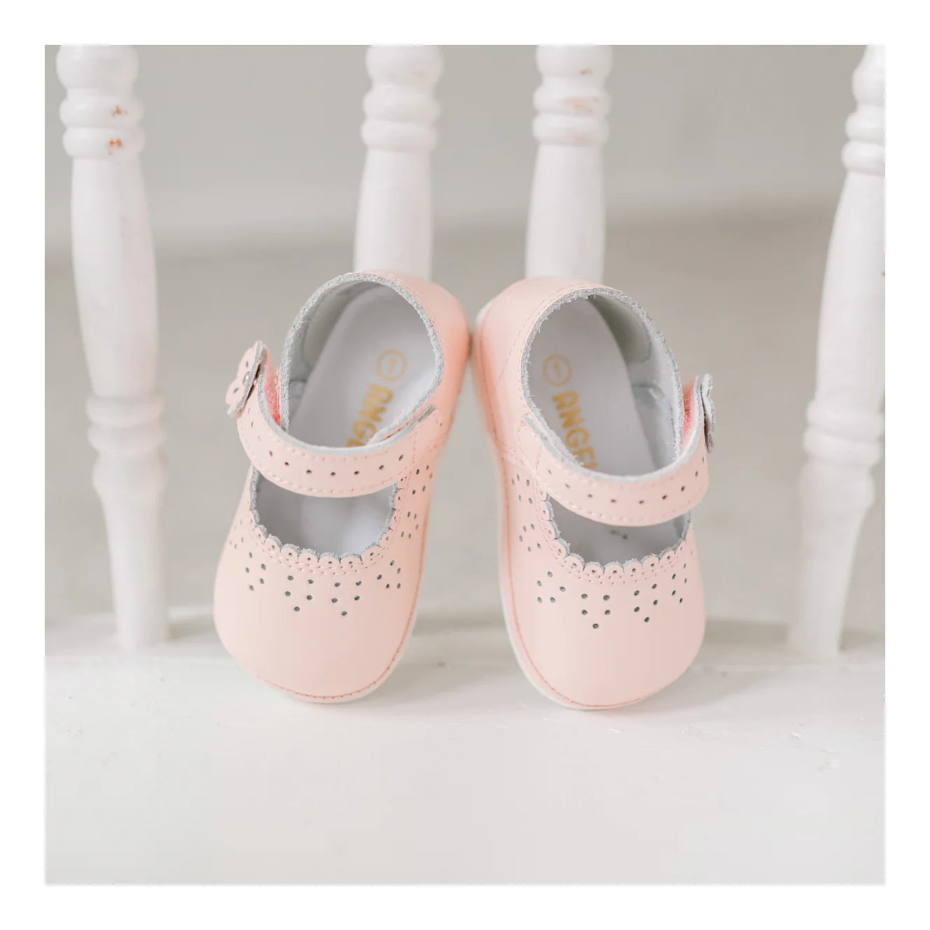Pink Mia Scalloped Leather Mary Jane Shoe