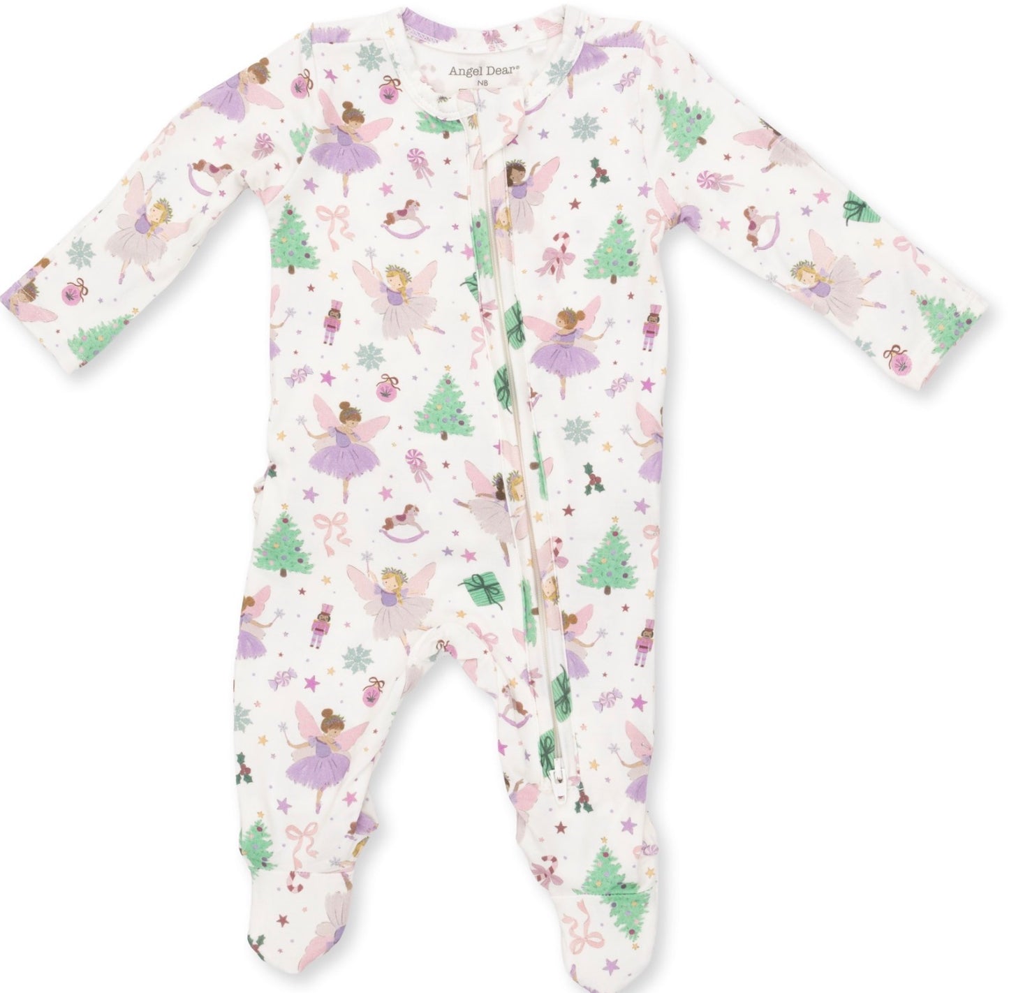 Two Way Zipper Ruffle Back Footie Sugar Plum Faries