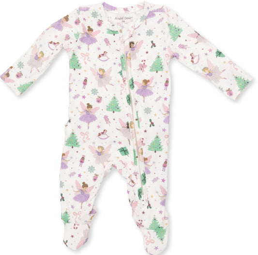 Two Way Zipper Ruffle Back Footie Sugar Plum Faries