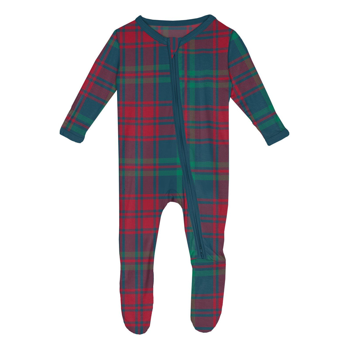 Peacock Plaid Footie - KicKee