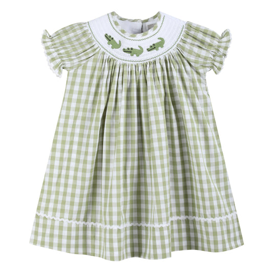 Sage Green Gingham Alligator Dress