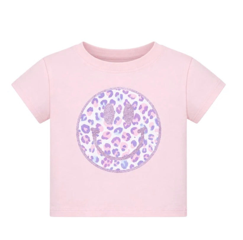 Boxy Tee | Glitter Leopard Love Smiley