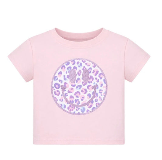Boxy Tee | Glitter Leopard Love Smiley