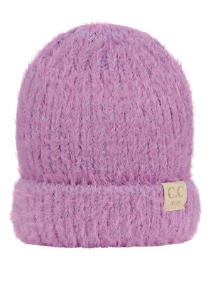 Lavender Fuzzy Kids Beanie