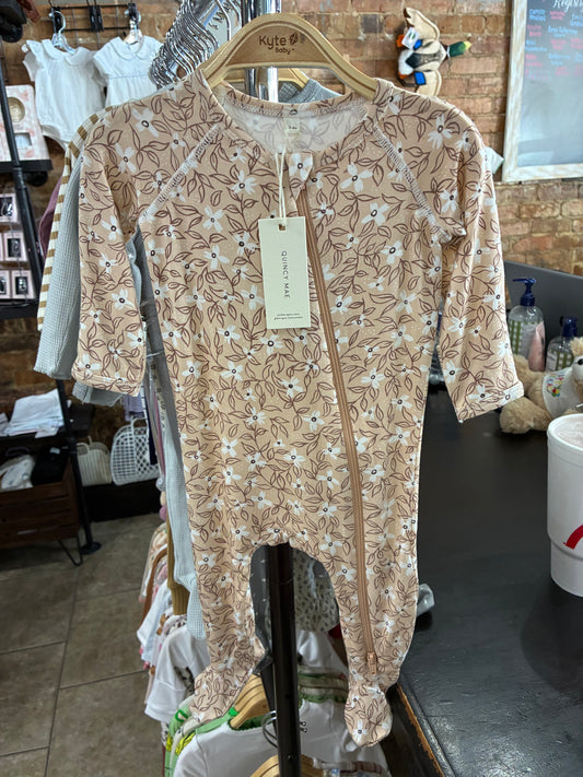 Quincy Mae Floral Zipper Footie