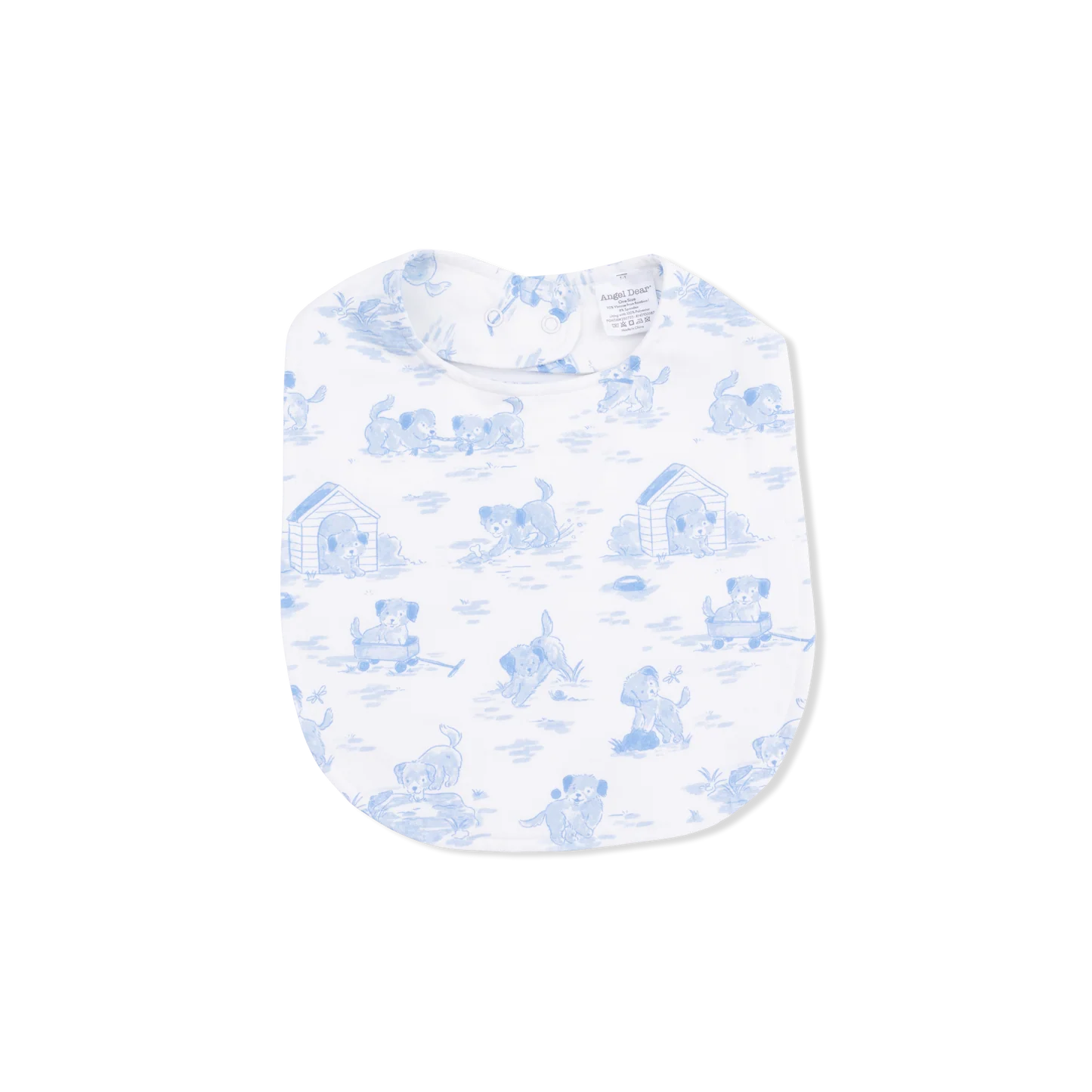 Puppy Toile Blue Bib