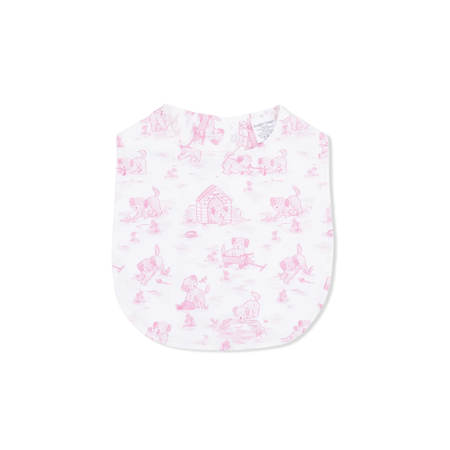 Puppy Toile Pink Bib