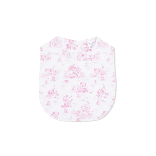 Puppy Toile Pink Bib