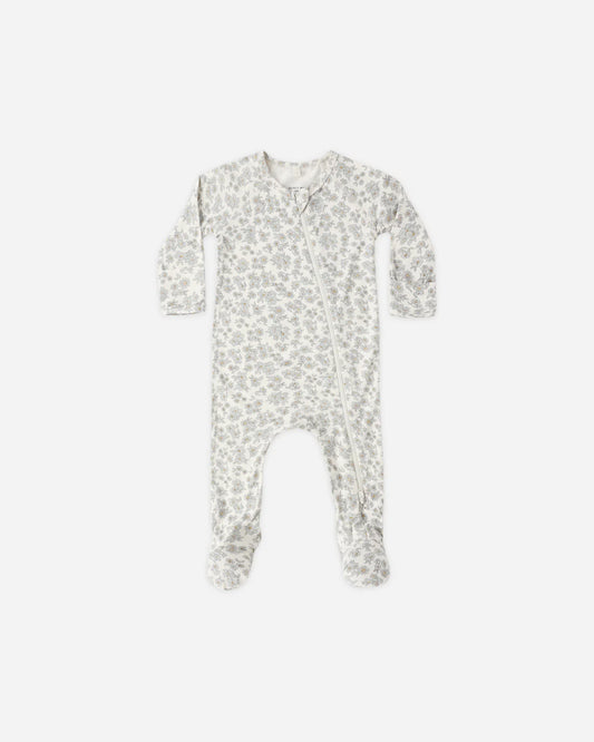 Blue Floral Footie