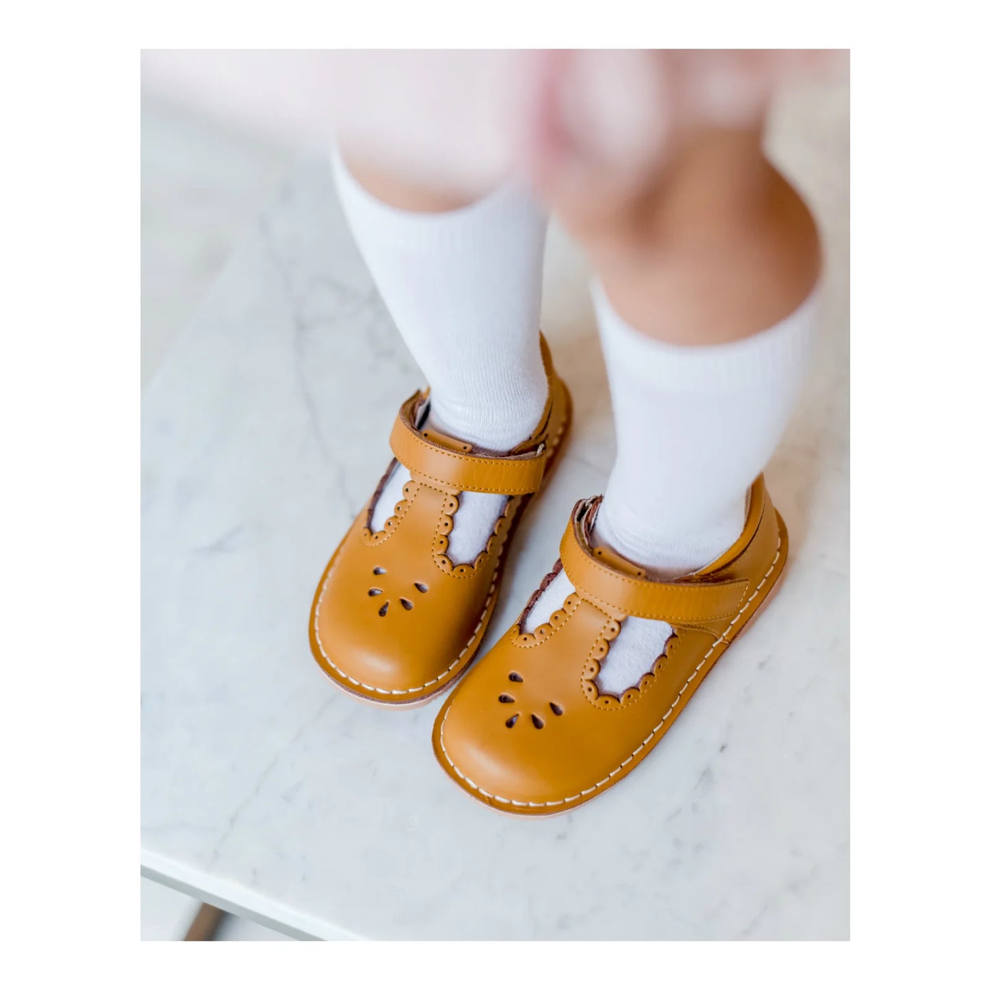 Mustard Angie Scalloped T-Strap Mary Jane
