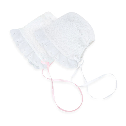 Paty Knit Bonnet with Eyelet Trim