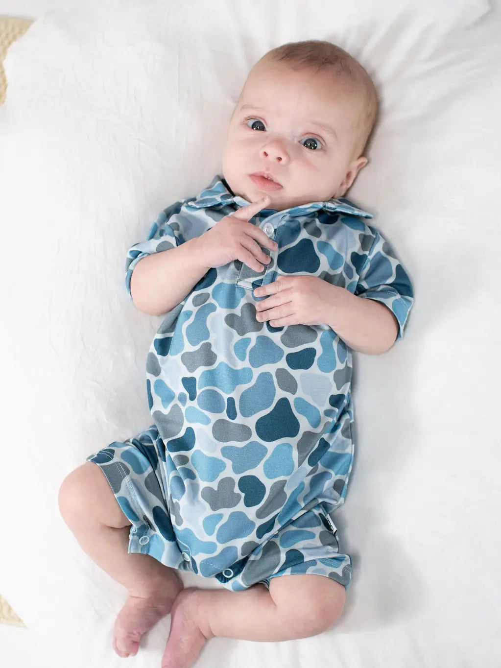Watercolor Camo Polo Romper
