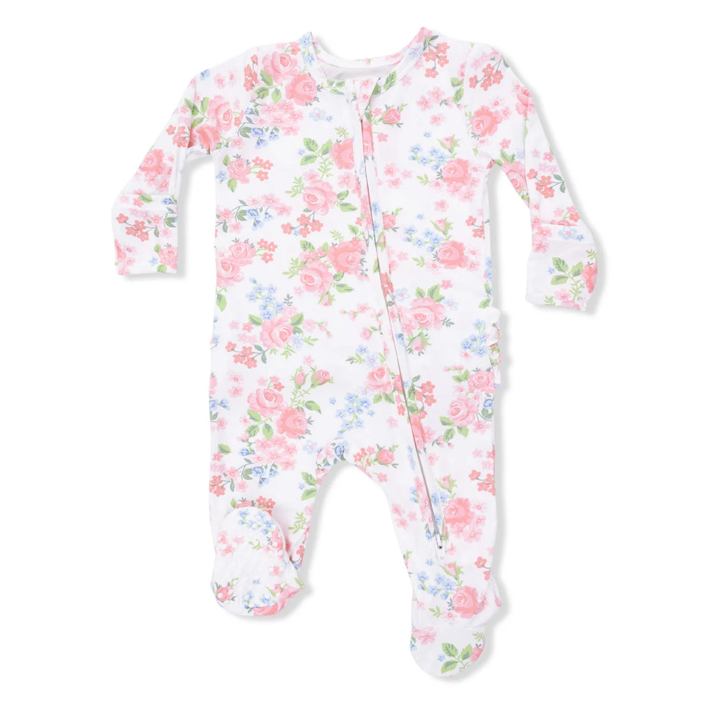 Cute Little Roses Ruffle Footie