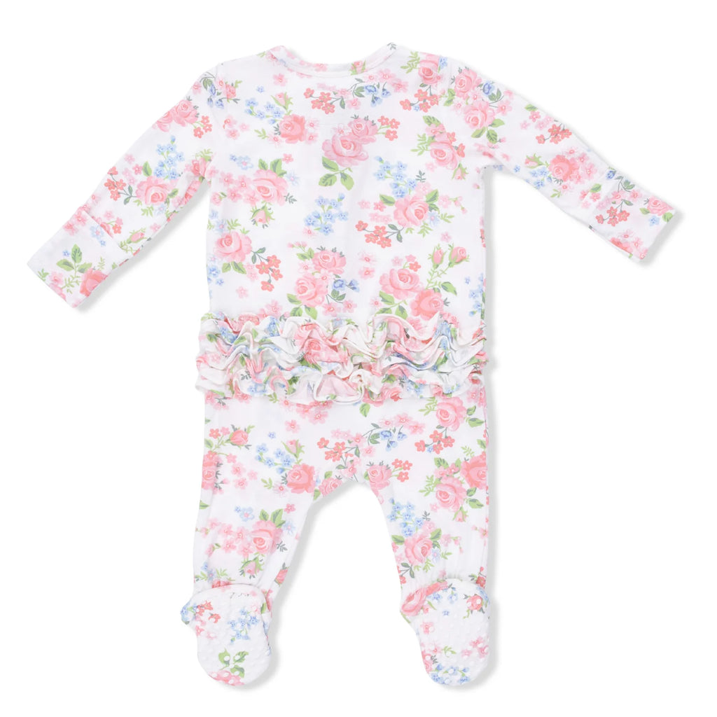 Cute Little Roses Ruffle Footie