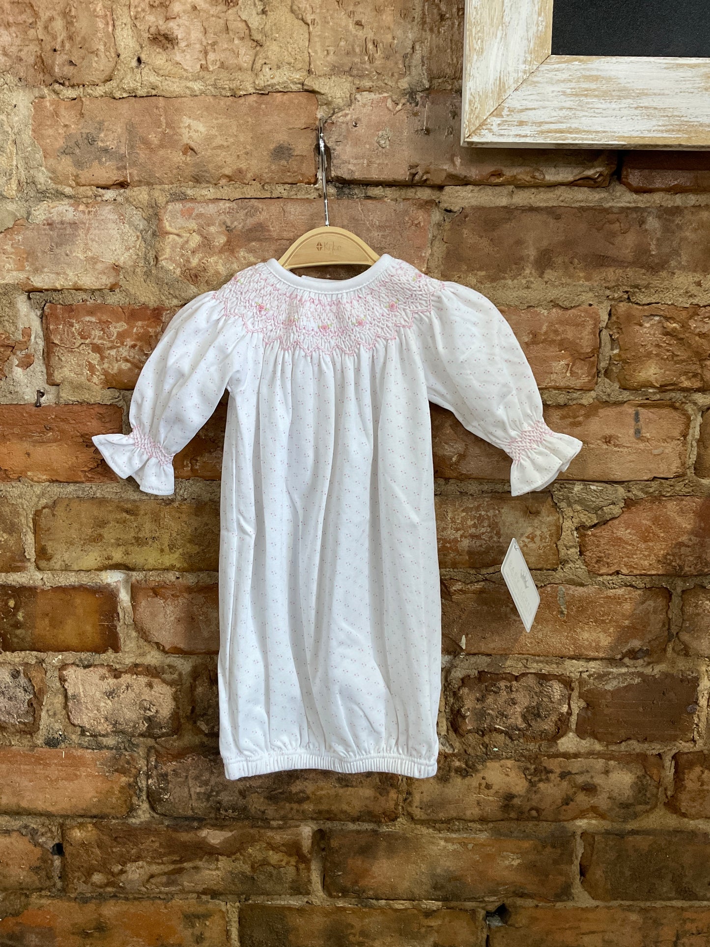 Sally pink dots smock bishop gown