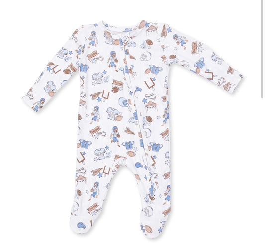 Football Nursery 2 Way Zipper Footie