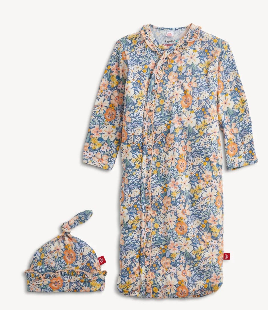 Magnetic Modal Ruffle Gown and Hat set Floral