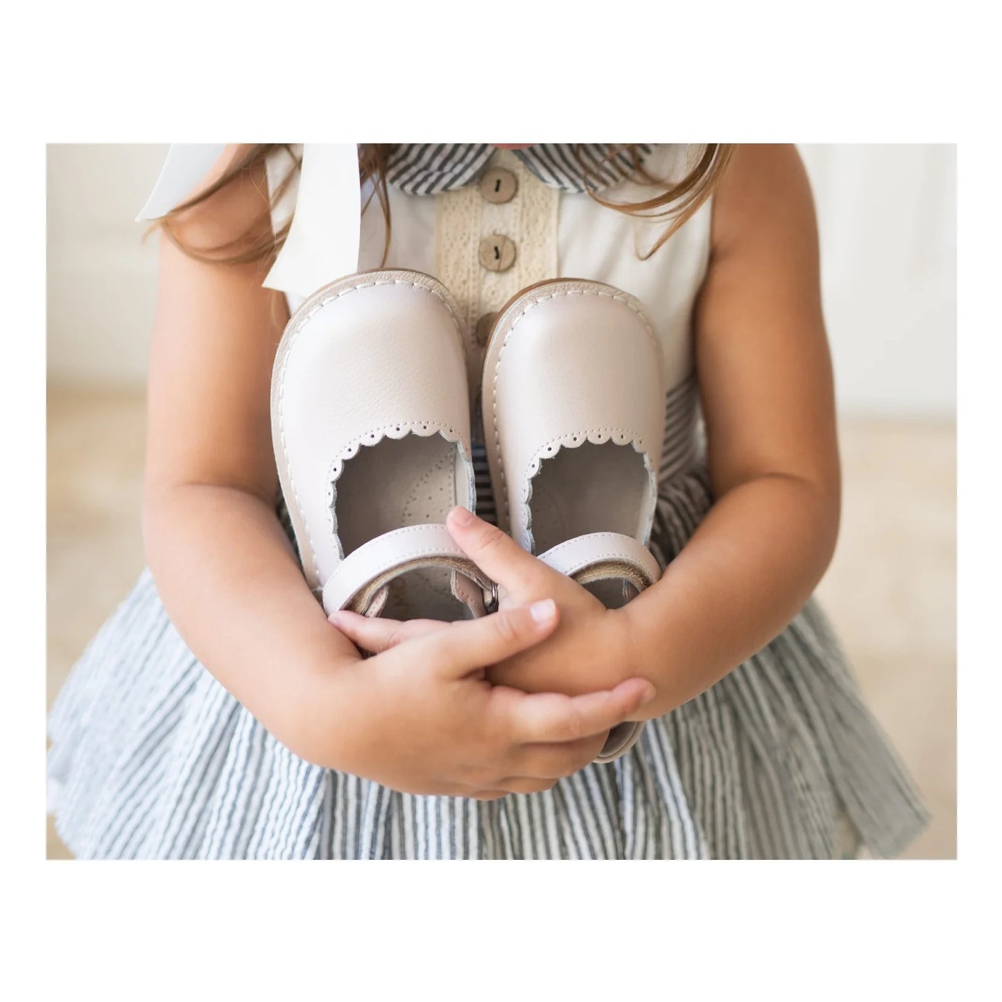 Almond Caitlin Scalloped Mary Jane
