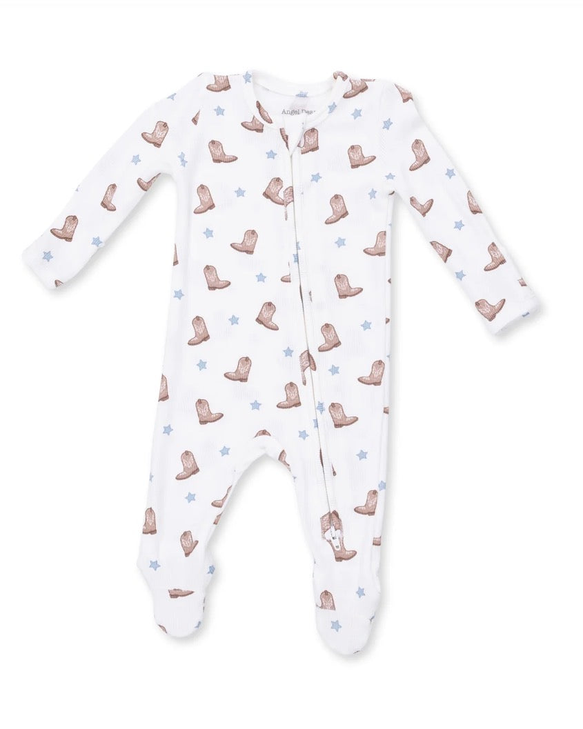 Mini Cowboy Boots 2 Way Zipper Footie