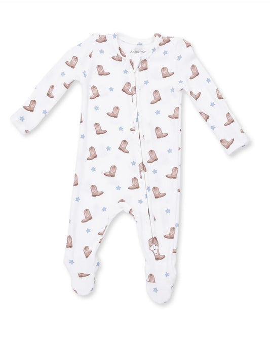 Mini Cowboy Boots 2 Way Zipper Footie